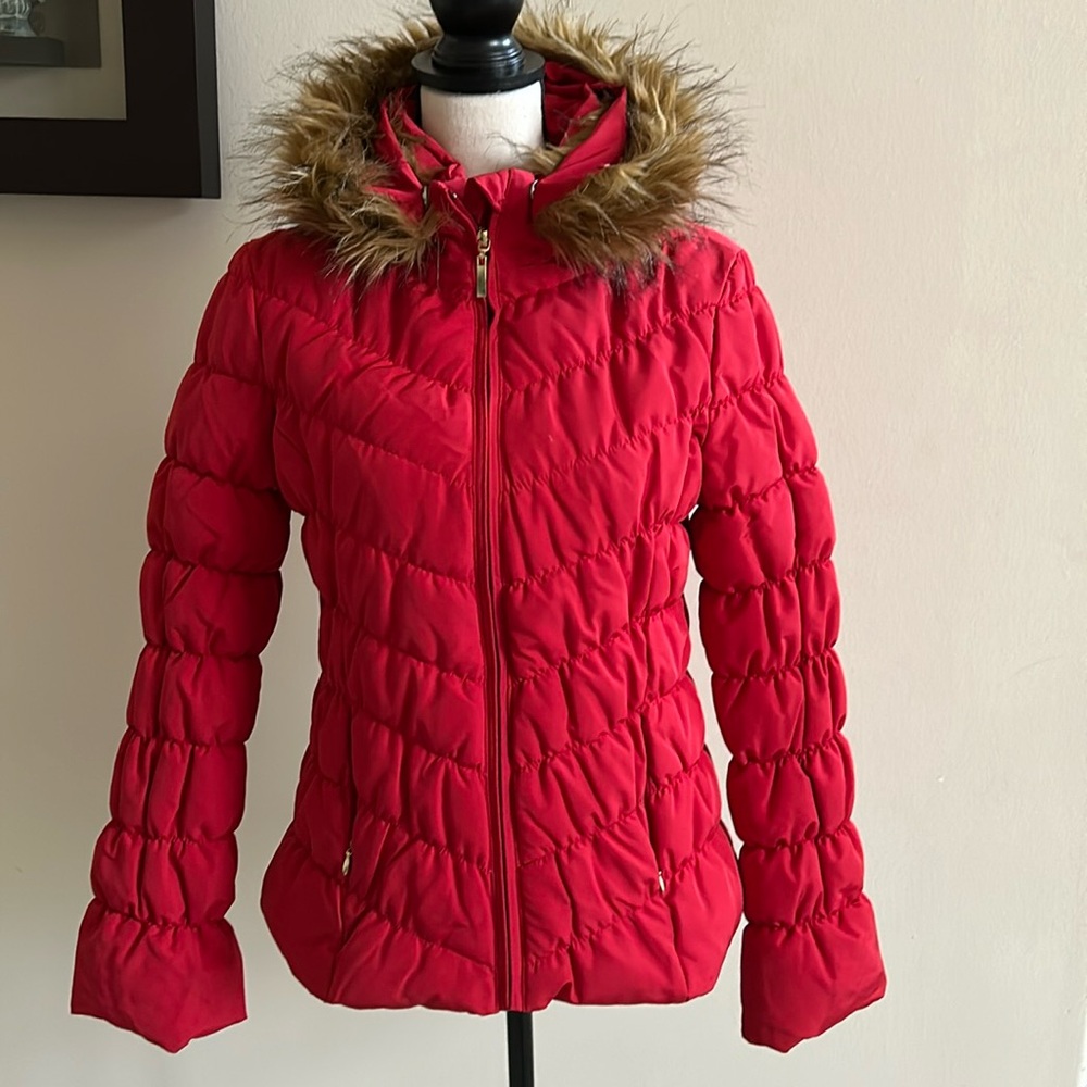 INC Winter Puffer Jacket with faux fur trim , Size S